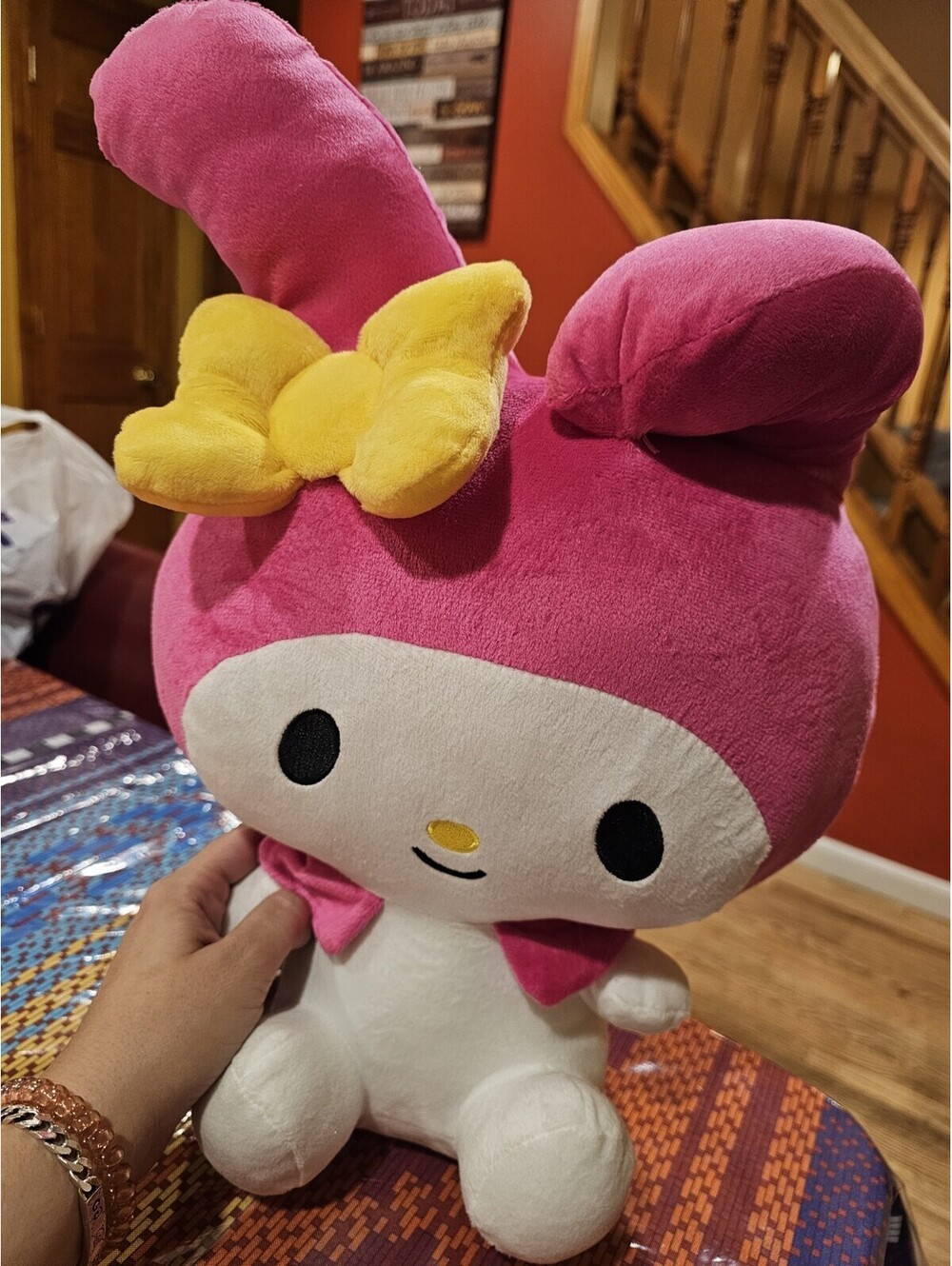 Sanrio MY MELODY Plush Backpack Hello Kitty & Friends Pink Yellow Bow 16”